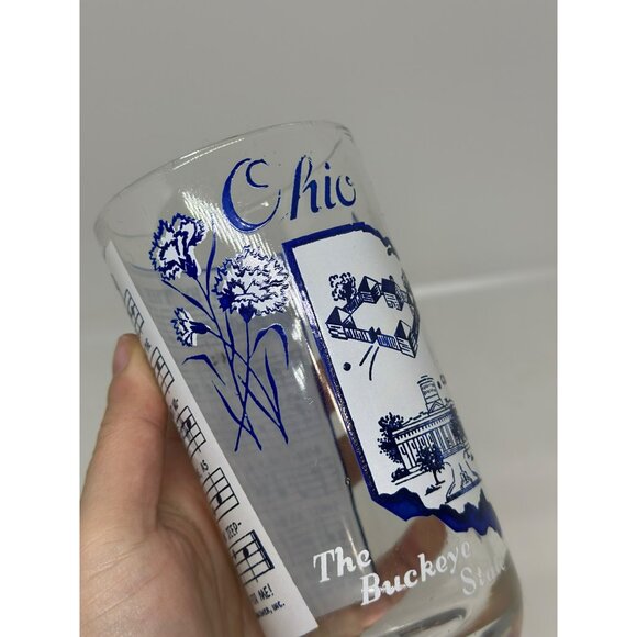 VTG Hazel Atlas Ohio Souvenir Glass | Blue O-Hi-O Song Graphics & Lyrics 5.25" - Picture 7 of 9
